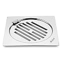 Ruhe® Classic Neon Square Flat Cut Floor Drain (6 x 6 inches) with Hinged Grating Top | Floor Drainer for Bathroom, Kitchen and Balcony, Waste Water Drain Jali | Glossy Finish