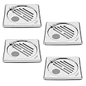 Ruhe® Classic Neon Hinge Floor Drainer with Hole | Stainless Steel Classic Neon Hinge with Hole Floor Drain | (5 x 5 inches) | (Pack of 4)
