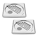 Ruhe® Classic Neon Hinge Floor Drainer with Hole | Stainless Steel Classic Neon Hinge with Hole Floor Drainer/Jali | (6 x 6 inches) | (Pack of 2)