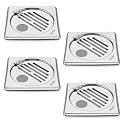 Ruhe® Classic Neon Hinge Floor Drainer with Hole | Stainless Steel Classic Neon Hinge with Hole Floor Drainer/Jali | (6 x 6 inches) | (Pack of 4)