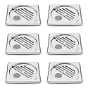 Ruhe® Classic Neon Hinge Floor Drainer with Hole | Stainless Steel Classic Neon Hinge with Hole Floor Drain | (5 x 5 inches) | (Pack of 6)
