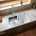 Ruhe® Drainboard 42 x 20 x 9 inches Kitchen Sink | 304-Grade Stainless Steel Square Single Bowl with Drainboard Kitchen Sink | Glossy Finish | Included Sink Coupling and Waste pipe