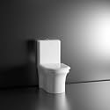 Ruhe 40x20x10 Inches Scala One-Piece P-Trap Ceramic Western Toilet Commode | White Glossy Finish, Anti-Bacterial Glaze | Includes Soft-Close Seat Cover, Dual Flow Flushing Kit, Gasket