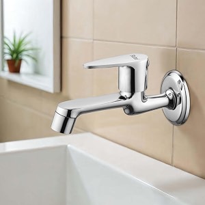 ruhe liva bib cock long body brass faucet  wall mounted bib tap for bathrooms washing areas gardens  faucet with chrome finish  brass tap