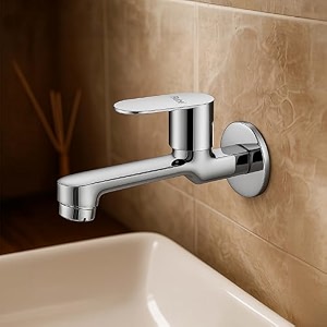 ruhe onyx bib cock long body brass faucet  wall mounted bib tap for bathrooms washing areas gardens  faucet with chrome finish  brass tap