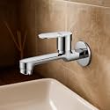 Ruhe® Onyx Bib Cock Long Body Brass Faucet | Wall Mounted Bib Tap for Bathrooms, Washing Areas, Gardens | Faucet with Chrome Finish | Brass Tap
