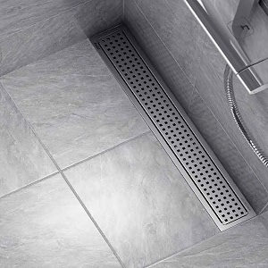ruhe palo 48  4 inches shower floor drainer  304 stainless steel palo shower water drain channelwaste water floor drain  with stainless steel trap and side hole  with collar