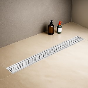 ruhe palo 48  4 inches shower floor drainer  304 stainless steel palo shower water drain channelwaste water floor drain  with stainless steel trap and side hole  with collar