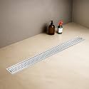 Ruhe® Palo 48 × 4 Inches Shower Floor Drainer | 304 Stainless Steel Palo Shower Water Drain Channel/Waste Water Floor Drain | With Stainless Steel Trap and Side Hole | With Collar