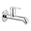 Ruhe® Pavo Bib Cock Long Body Brass Faucet | Wall Mounted Bib Tap for Bathrooms, Washing Areas, Gardens | Faucet with Chrome Finish