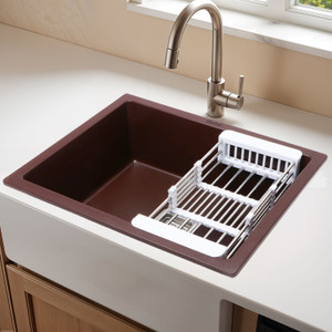 ruhe quartz single bowl 24x18x9 inches kitchen sink  choco brown matte finish  natural choco brown granite stone matt finish vessel sink vessel sink choco brown anti- discoloring  fade proof color uv proctected