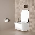 Ruhe Aura Wall-Hung Rimless Western Commode with Washdown Flushing System | P-Trap | 19.6 x 13.5 x 14.5 inches | Ceramic White Glossy Finish, Space-Saving Design | Includes Soft-Close Seat Cover