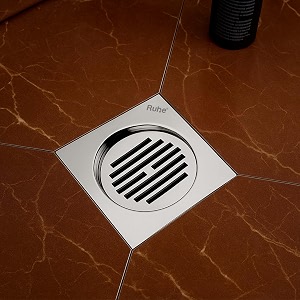 ruhe classic neon square flat cut floor drain 5 x 5 inches  premium stainless steel drain jali for bathroom