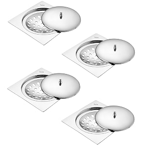 ruhe saturn square flat cut floor drainer  premium grade stainless steel saturn square flat cut jali floor drainerjali set of 4 6x6 inch