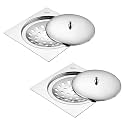 Ruhe® Saturn Square Flat Cut Floor Drainer | Premium Grade Stainless Steel Saturn Square Flat Cut Jali Floor Drainer/Jali Set of 2 (6x6 Inch)