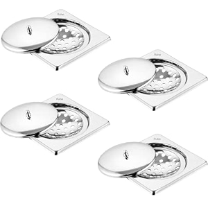 ruhe saturn square floor drainer  premium grade stainless steel saturn square jali floor drainerjali set of 4 6x6 inch