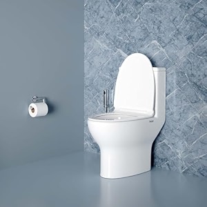 ruhe 28x14x29 inches space one-piece ceramic western toilet floor mounted s-trap  white glossy finish dual-flush system  includes soft-close seat cover flushing kit gasket