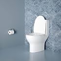 Ruhe® 28x14x29 Inches Space One-Piece Ceramic Western Toilet, Floor Mounted, S-Trap | White Glossy Finish, Dual-Flush System | Includes Soft-Close Seat Cover, Flushing Kit, Gasket