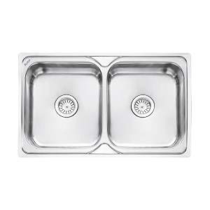 ruhe square double bowl 32 x 20 x 8 inches kitchen sink  304-grade stainless steel square double bowl kitchen sink  glossy finish  included 2 sink coupling waste pipe and double bowl connector