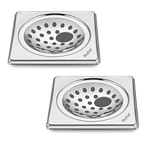 ruhe square neon floor drainer with hole  stainless steel square neon floor drain  5 x 5 inches  pack of 2