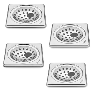 ruhe square neon floor drainer with hole  stainless steel square neon floor drain  5 x 5 inches  pack of 4