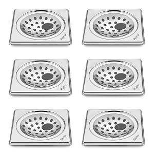 ruhe square neon floor drainer with hole  stainless steel square neon floor drain  6 x 6 inches  pack of 6