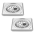 Ruhe® Square Neon Floor Drainer with Hole | Stainless Steel Square Neon Floor Drain | (5 x 5 inches) | (Pack of 2)