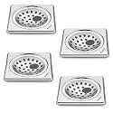 Ruhe® Square Neon Floor Drainer with Hole | Stainless Steel Square Neon Floor Drain | (5 x 5 inches) | (Pack of 4)