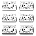 Ruhe® Square Neon Floor Drain 5x5 Inch Pack of 6 | Stainless Steel Floor Drainer with Hole | Heavy Duty Bathroom Kitchen Drain Cover Jali Anti Rust Finish