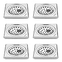 Ruhe® Square Neon Floor Drainer with Hole | Stainless Steel Square Neon Floor Drain | (6 x 6 inches) | (Pack of 6)