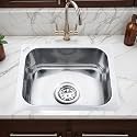 Ruhe® Hydraulic Square Single Bowl Kitchen Sink - 16x14x6 inches | 304-Grade Stainless Steel Sink with Glossy Finish | Kitchen Sink Including Coupling and Waste Pipe