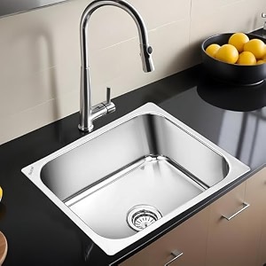 ruhe s04 bowl kitchen sink bright silver glossy finish 16x18x8 inches