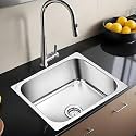 Ruhe S04 Bowl Kitchen Sink, Bright Silver, Glossy Finish, 16x18x8 Inches
