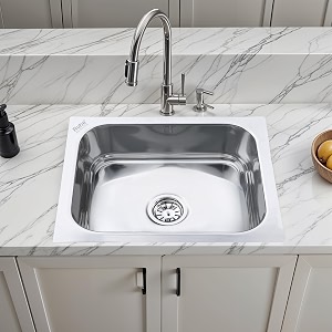 ruhe square single bowl 21 x 18 x 8 inches kitchen sink  304-grade stainless steel square single bowl kitchen sink  glossy finish  kitchen sinksink couplingwaste pipe