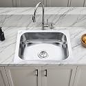 Ruhe® Square Single Bowl 21 x 18 x 8 inches Kitchen Sink | 304-Grade Stainless Steel Square Single Bowl Kitchen Sink | Glossy Finish | Kitchen Sink/Sink Coupling/Waste pipe