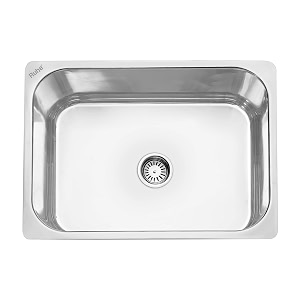 ruhe 304 grade stainless steel square bowl kitchen sink 26x20x9 inches glossy finish