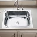 Ruhe® Hydraulic Square Single Bowl Kitchen Sink - 27x21x9 inches | 304-Grade Stainless Steel Sink with Glossy Finish | Kitchen Sink Including Coupling and Waste Pipe