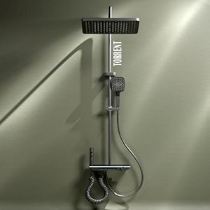 ruhe torrent smart shower panel set 4-in-1 multi flow functions led light shower panel with digital display piano keys includes overhead shower hand shower and dual mode water spray health faucet