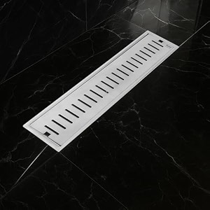 ruhe vertical 12 x 5 inches floor drainer  304 stainless steel vertical shower water drain channelwaste water floor drain  with stainless steel trap and side hole  with collar