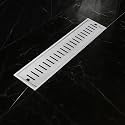 Ruhe Vertical 12 x 5 Inches Floor Drainer | 304 Stainless Steel Vertical Shower Water Drain Channel/Waste Water Floor Drain | with Stainless Steel Trap and Side Hole | with Collar