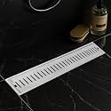 Ruhe® Vertical 24 × 5 Inches Floor Drainer | 304 Stainless Steel Vertical Shower Water Drain Channel/Waste Water Floor Drain | with Stainless Steel Trap and Side Hole | with Collar