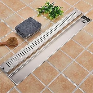 ruhe vertical 40  5 inches floor drainer  304 stainless steel vertical shower water drain channelwaste water floor drain  with stainless steel trap and side hole  with collar