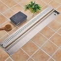 Ruhe® Vertical 40 × 5 Inches Floor Drainer | 304 Stainless Steel Vertical Shower Water Drain Channel/Waste Water Floor Drain | with Stainless Steel Trap and Side Hole | with Collar