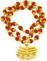 Ruhi Collection Religious Jewelry Lord Shiv Mahakal Locket with Panchmukhi Rudhraksha Mala Gold-plated Plated Brass Chain