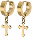 Ruhi Collection Jesus Cross Gold Color Piercing Stainless Steel Earrings for Men/Women/Boys/Girls (2 Pcs) Stainless Steel Hoop Earring