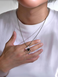 Ruhi Collection Mens Geometric Double Traingle Silver