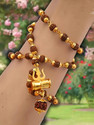 Ruhi Collection Lord Shiva Damru Locket with Panchmukhi Rudraksha Mala for Men Gold-plated Plated Brass Chain