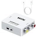 HDMI to RCA,HDMI to AV, 1080P HDMI to 3RCA CVBS AV Composite Video Audio Converter Adapter Supports PAL/NTSC with USB Charge Cable for PC Laptop HDTV DVD (HDMI to AV)