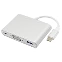 Type C to VGA Adapter, Type C to VGA Hub & USB 3.0 & Type C USB Charging Port, 3 in 1 USB 3.1 Type C VGA for MacKBook, Chromebook Pixel, Sams0ng Galaxy S8/S9(VGA+USB3.0A+Type C)