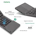 Ultra Thin Mini Bluetooth 3.0 Foldable Keyboard Wireless Folding BT with Touchpad Keyboard Compatible with Tablet PC Laptop Mobilephone, Grey